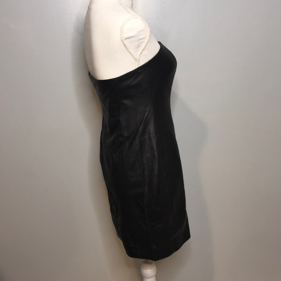 NWT Michael Kors Black Leather Mini Tube Top Dress - Picture 2 of 8